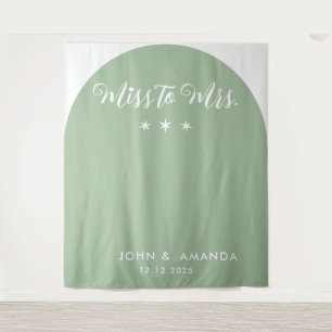 Tapiz Miss moderna a la señora Bridal Shower Sage Green 