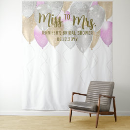 Tapiz Miss Mrs Balloon Arch Fuchsia Gold Bridal Backdrop