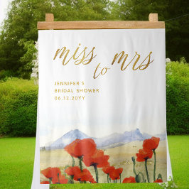 Tapiz Miss Mrs Wildflowers Mountains Bridal Backdrop