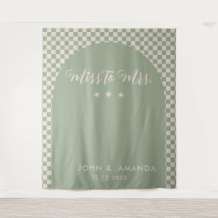Tapiz Miss retro a la señora Bridal Shower Green Mod mod