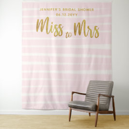 Tapiz Miss Sra. Pink Stripes Boho Moda Bridal Backdrop