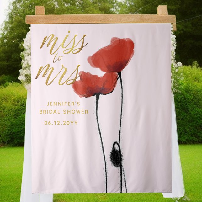 Tapiz Miss Sra. Wildflower Rojo Adormidera Rojo Bridal B (Subido por el creador)