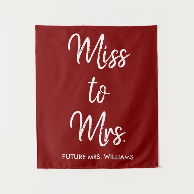 Tapiz Miss to Mrs Backdrop Maroon Bridal Shower Prop (Anverso)