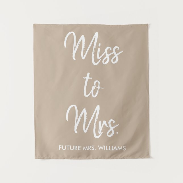 Tapiz Miss to Mrs Backdrop Tan Bridal Shower Booth (Anverso)