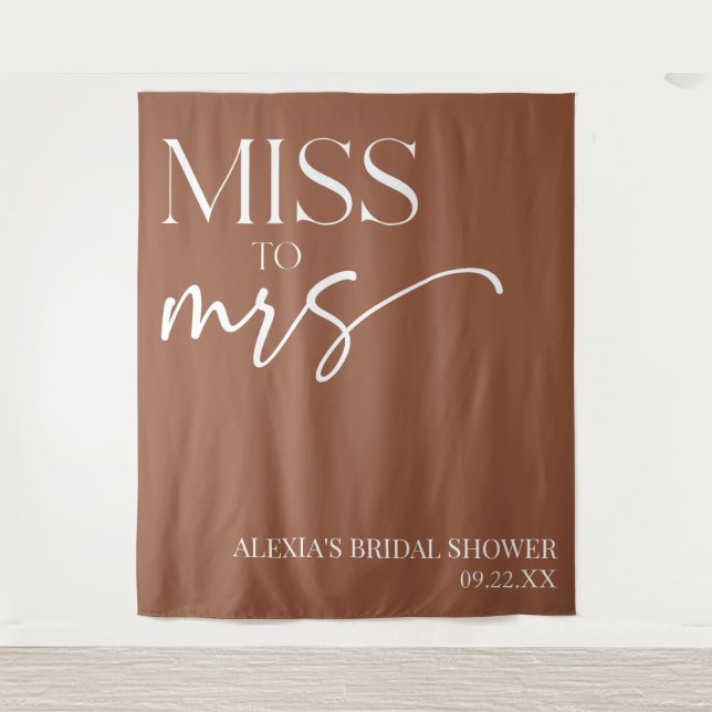 Tapiz Miss To Mrs Brown Boho Bohemian Bridal Shower (Anverso)