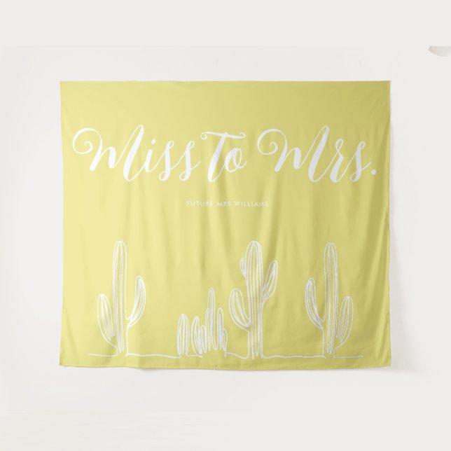 Tapiz Miss to Mrs Modern Boho Cactus Cítrico Despedida d (Anverso (horizontal))