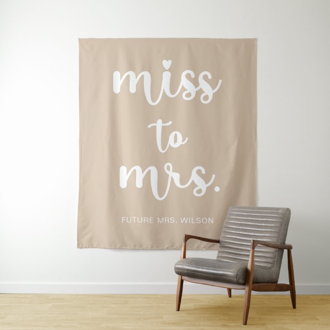 Tapiz Miss to Mrs Name Bridal Shower Photo Backdrop (In situ)