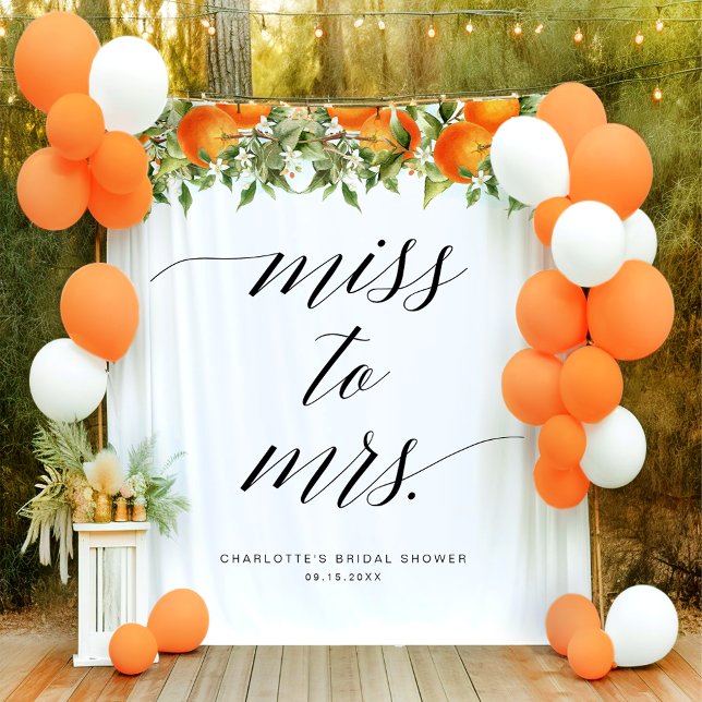Tapiz Miss To Mrs Naranjas Bridal Shower Backdrop (Subido por el creador)