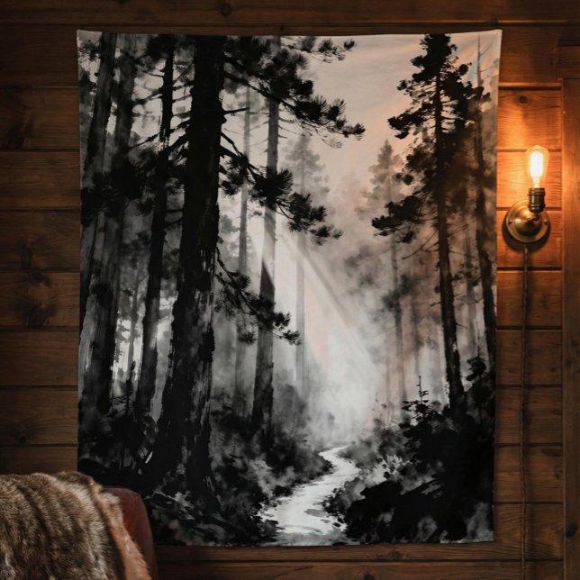 Tapiz Misty Forest Path Tapestry | Sunlight Through Pine (Subido por el creador)