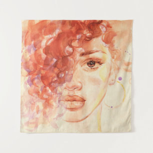 Tapiz Moda afroamericana, ilustracion acuarela.