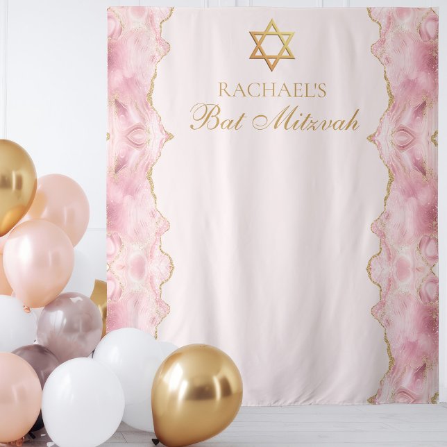 Tapiz Moda Agate de Oro Rosado Bat Mitzvah Personalizado (Subido por el creador)