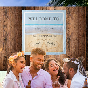 Tapiz Moda Beach Wedding 2 corazones en la arena