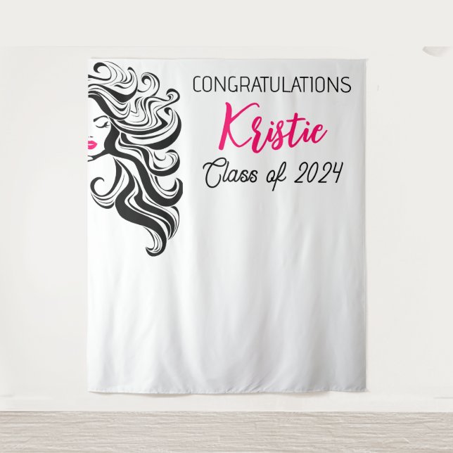 Tapiz Moda Black Pink Hair Stylist Party Cute (Anverso)