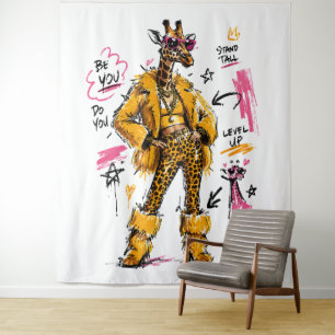 Tapiz Moda de jirafa alta y elegante arte de calle