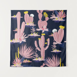 Tapiz Moda del desierto: Pastel Cactus Bloom