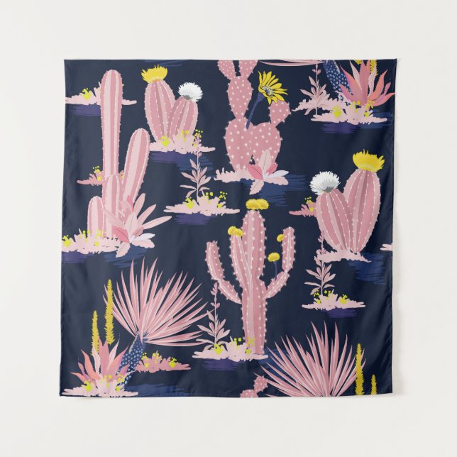 Tapiz Moda del desierto: Pastel Cactus Bloom (Anverso)