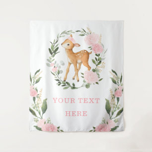 Tapiz Moda Floral Rosa Woodland Deer Chica Baby Fondo