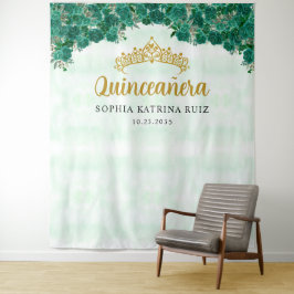 Tapiz Moda Floral verde Tiara Quinceanera Foto de fondo