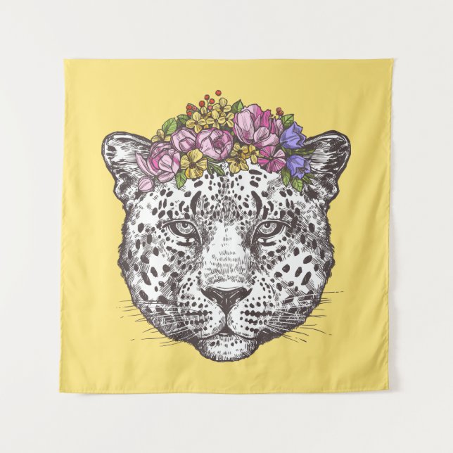 Tapiz Moda hippie leopardo (Anverso)