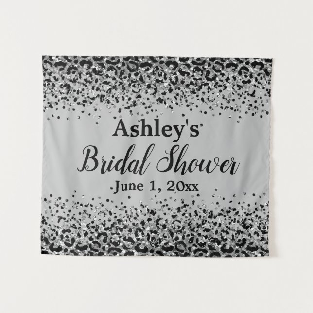 Tapiz Moda Plata Leopardo Negro Bridal Shower (Anverso (horizontal))
