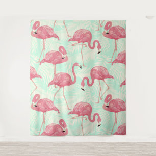 Tapiz Moda Preppy Patrón Elegante Flamingo Rosa