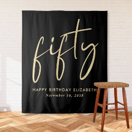 Tapiz Moda Script Black Gold 50 cumpleaños