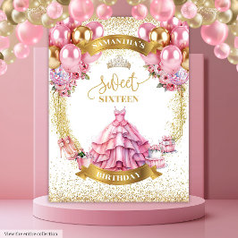 Tapiz Moda Sweet 16 Banner Purpurina de globos de oro ro