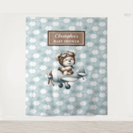 Tapiz Moda Teddy Bear Pilot Celebración de Blue Brown