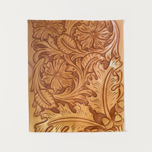 Tapiz Moda vaquera marrón rústica cuero occidental (Anverso)