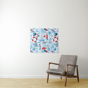 Tapiz Modelo blanco y azul rojo náutico