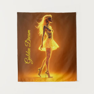 Tapiz Modelo de fantasía radiante luminoso dorado respla