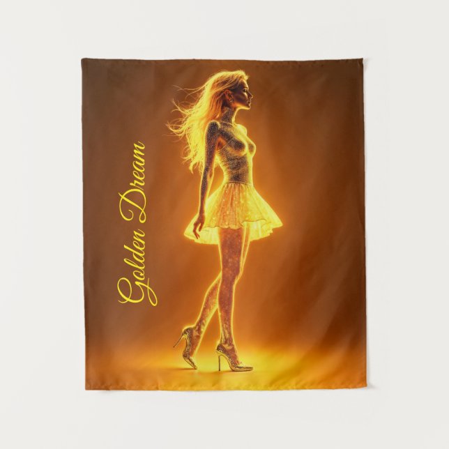 Tapiz Modelo de fantasía radiante luminoso dorado respla (Anverso)