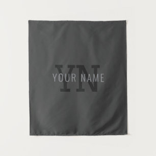Tapiz Modern Dark Gray Monogrammed Name (u otro texto)