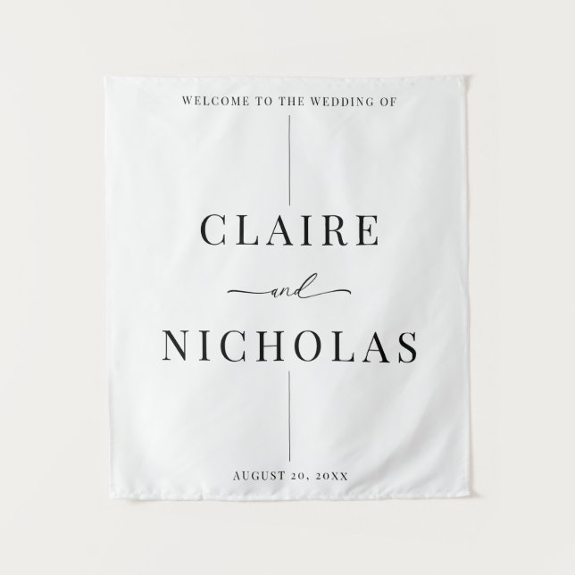 Tapiz Modern Elegant Wedding Welcome Sign (Anverso)
