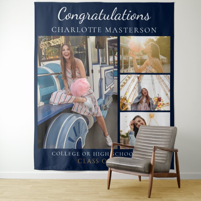 Tapiz Modern Graduation 2026 Photo Collage Backdrop (In situ)
