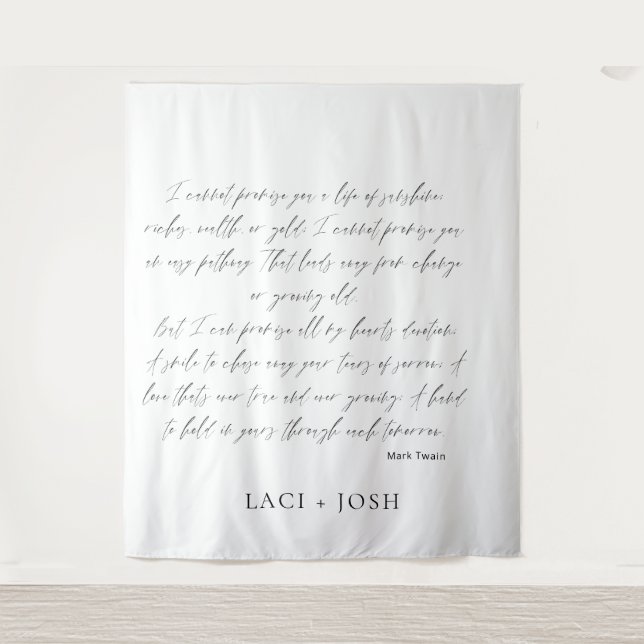 Tapiz Modern Minimalist Script Wedding Ceremony Backdrop (Anverso)