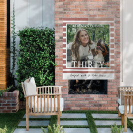 Tapiz Modern Minimalist Striped 30th Birthday Photo