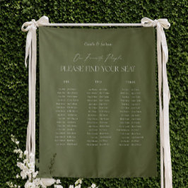 Tapiz Modern Olive Green Wedding Seating Chart Fabric