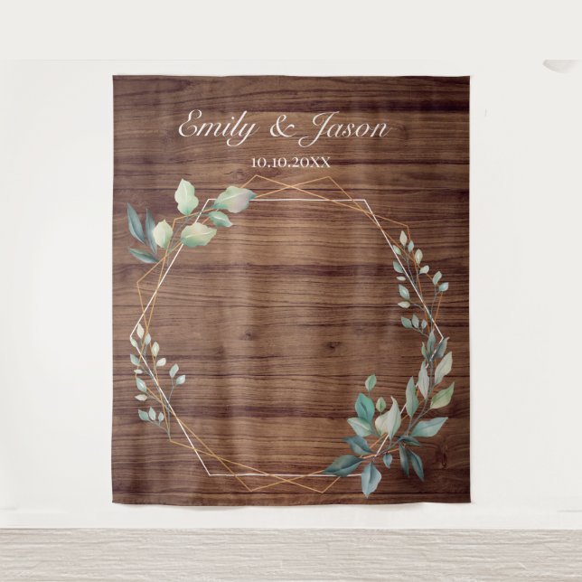 Tapiz Modern Rustic Floral Wedding Backdrop (Anverso)