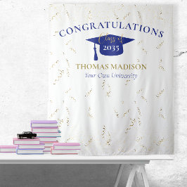 Tapiz Moderna graduación Faux Streamers Blue Backdrop