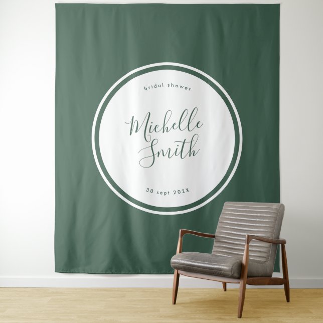 Tapiz Moderna Llanura Círculo Esmeralda Boho Ducha Verde (In situ)