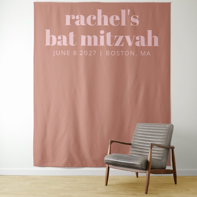 Tapiz Moderna Terracota Rosa Bat Mitzvah Foto Fondo (In situ)