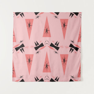 Tapiz Moderno A Mediados Del Siglo: Patrón De Coral Rosa