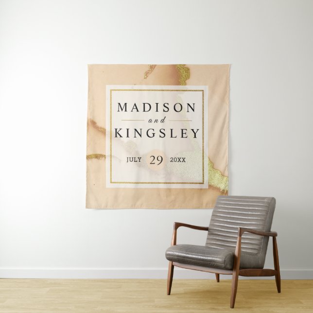 Tapiz Moderno Abstracto de Coral 🌸 Boda de Aceite Tinte (In situ)