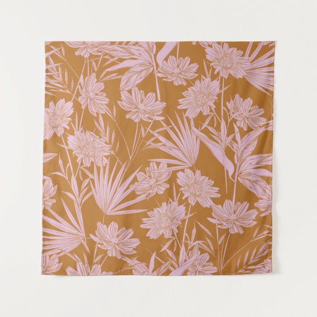 Tapiz Moderno ambiente retro de flores de jardín monoton (Anverso)