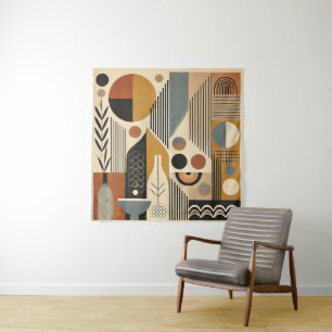 Tapiz Moderno arte de mediados del siglo XX Cosecha otoñ