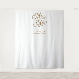 Tapiz Moderno Boda Photo Booth Mr Mrs Script Backdrop