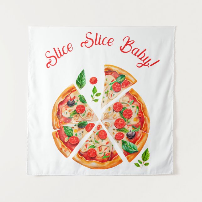 Tapiz Moderno Fiesta italiano de pizza Slice Slice Baby  (Anverso)