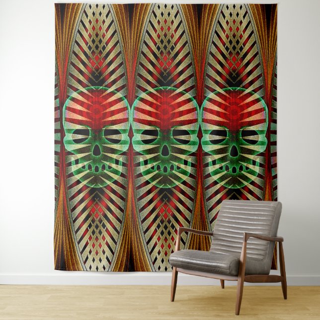 Tapiz Mojo Skull Tapestry (In situ)