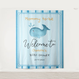 Tapiz Mommy To Be Cute Whale Baby Shower Backdrop
